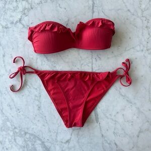Red Ruffled Bikini Set